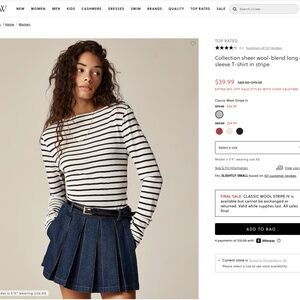 J crew Collection sheer wool-blend long-sleeve T-shirt in stripe, 2X